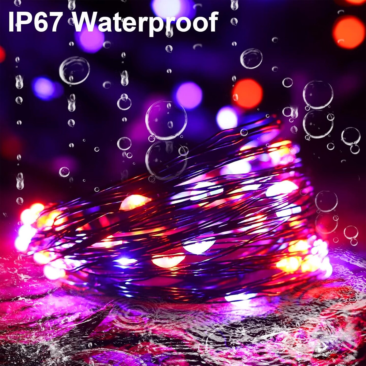 2 Pack Halloween Solar String Lights - 200 LED 66FT (Orange/Purple)