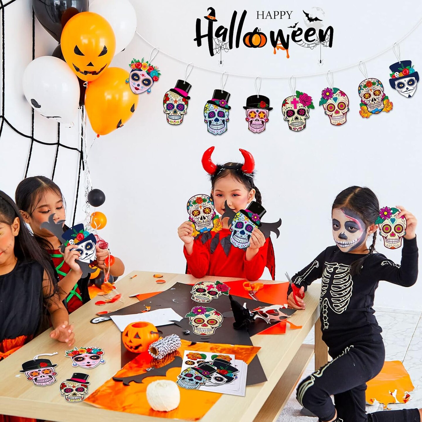 24 Sets Day of Dead Decorations Sugar Skull Crafts Kits (colorful)