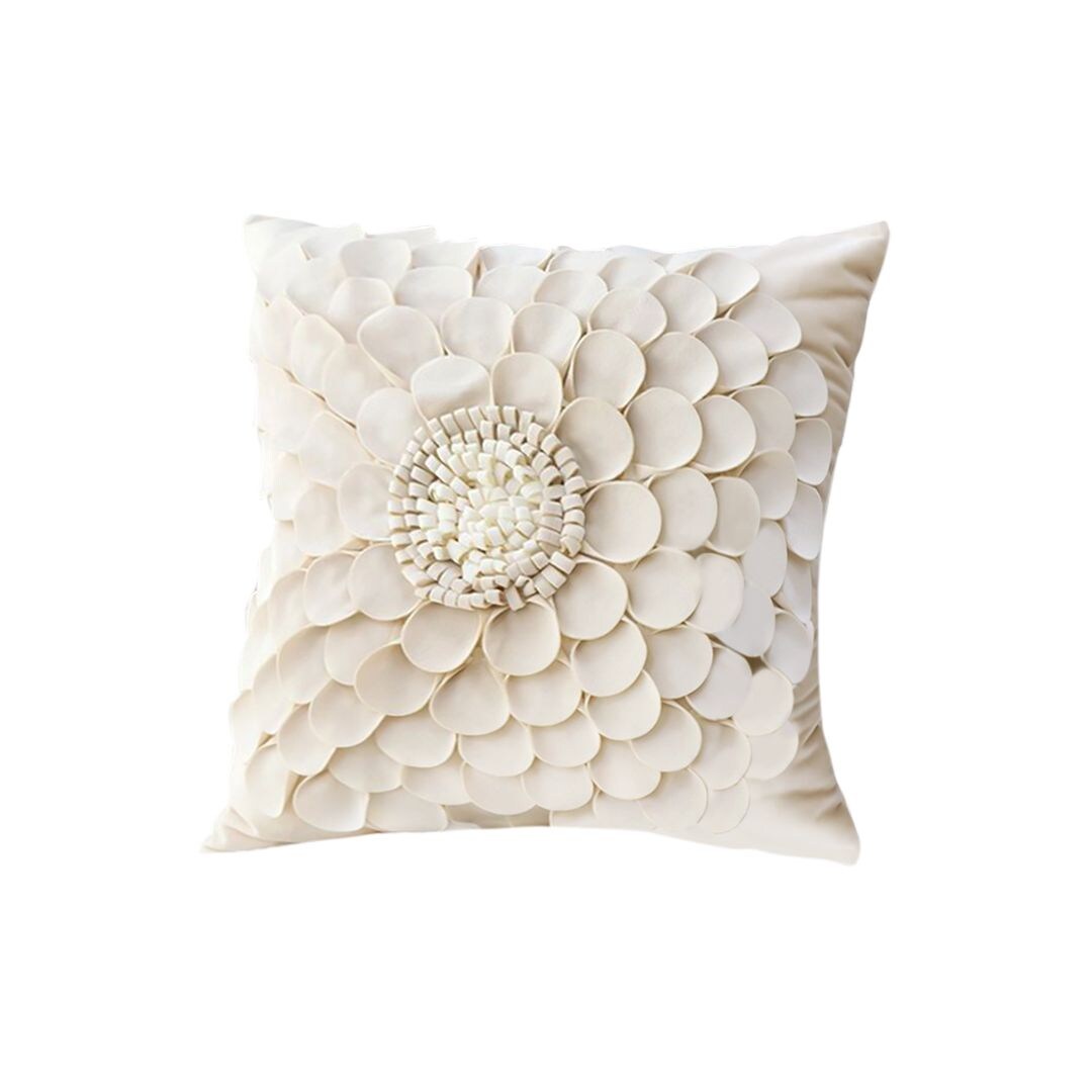 Edge Collections - 17.71" x 17.71" - Cream - Sunflower Design Pillow Cover!