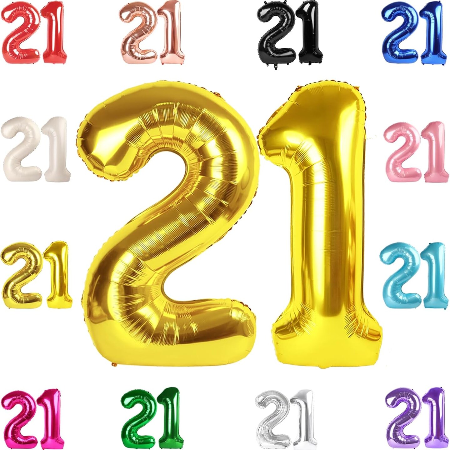 21 Balloon Number, Gold Number 21st Birthday Balloons 40 Inch(Gold)