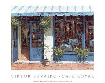 Cafe Royal by Viktor Shvaiko - Modern Impressionist Cityscape Art Print | 11.75 x 15.75 Wall Decor