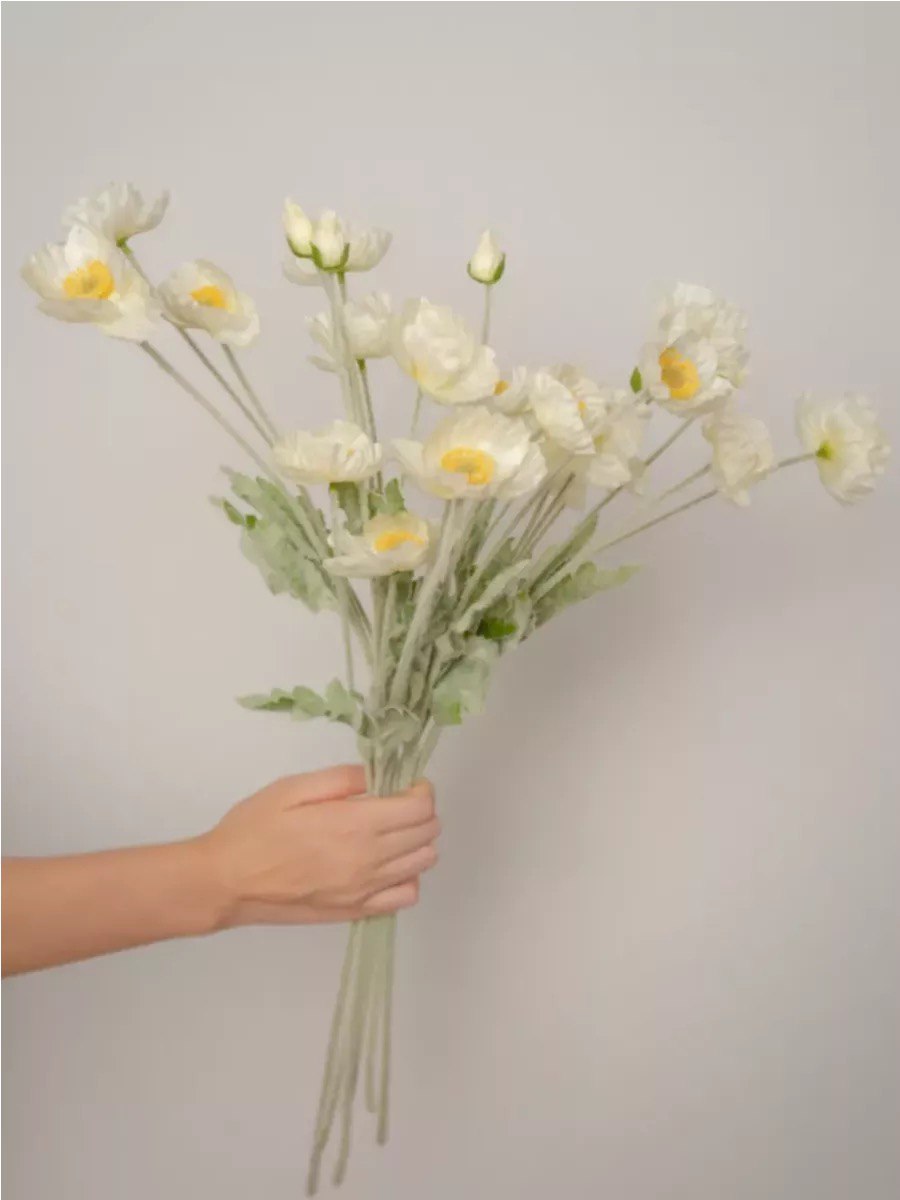 Artificial Poppy Silk Flowers Faux Poppy Flower Stems for Wedding Party Table Centerpiece Arrangement