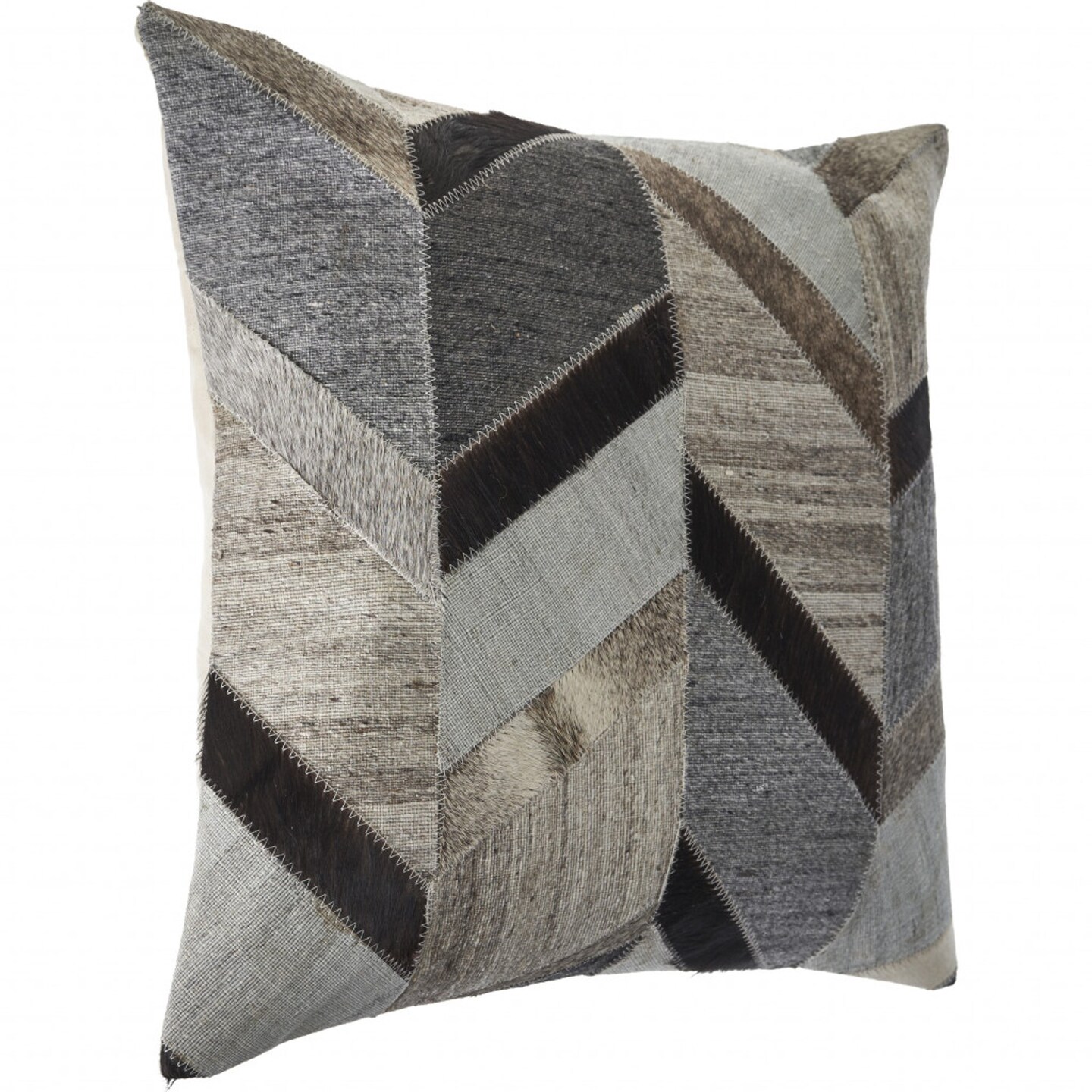 Edge Collections - 20" x 20" - Gray - Chevron Decorative Wool Pillow - 1 Piece