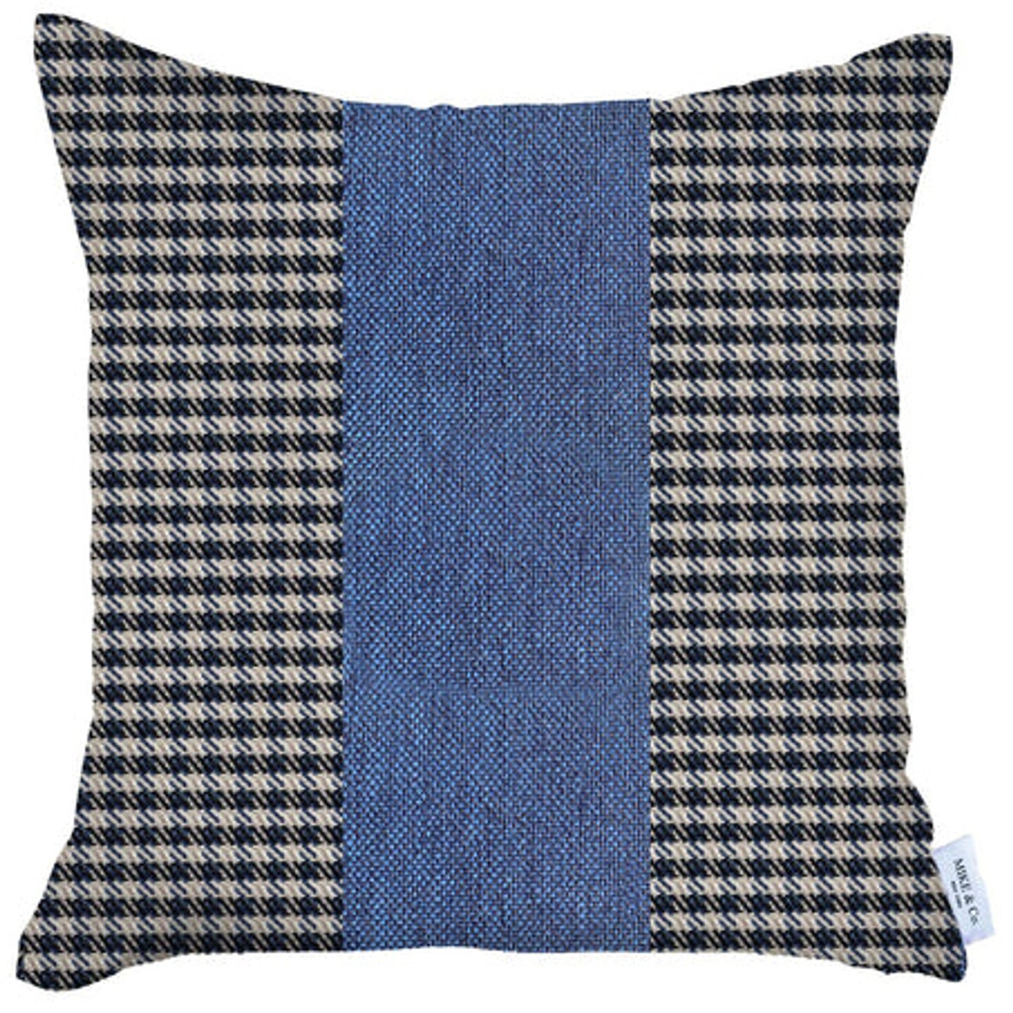 Edge Collections - 18"x18" - White-Blue - Boho-Chic Houndstooth Accent Pillow - 1 Piece