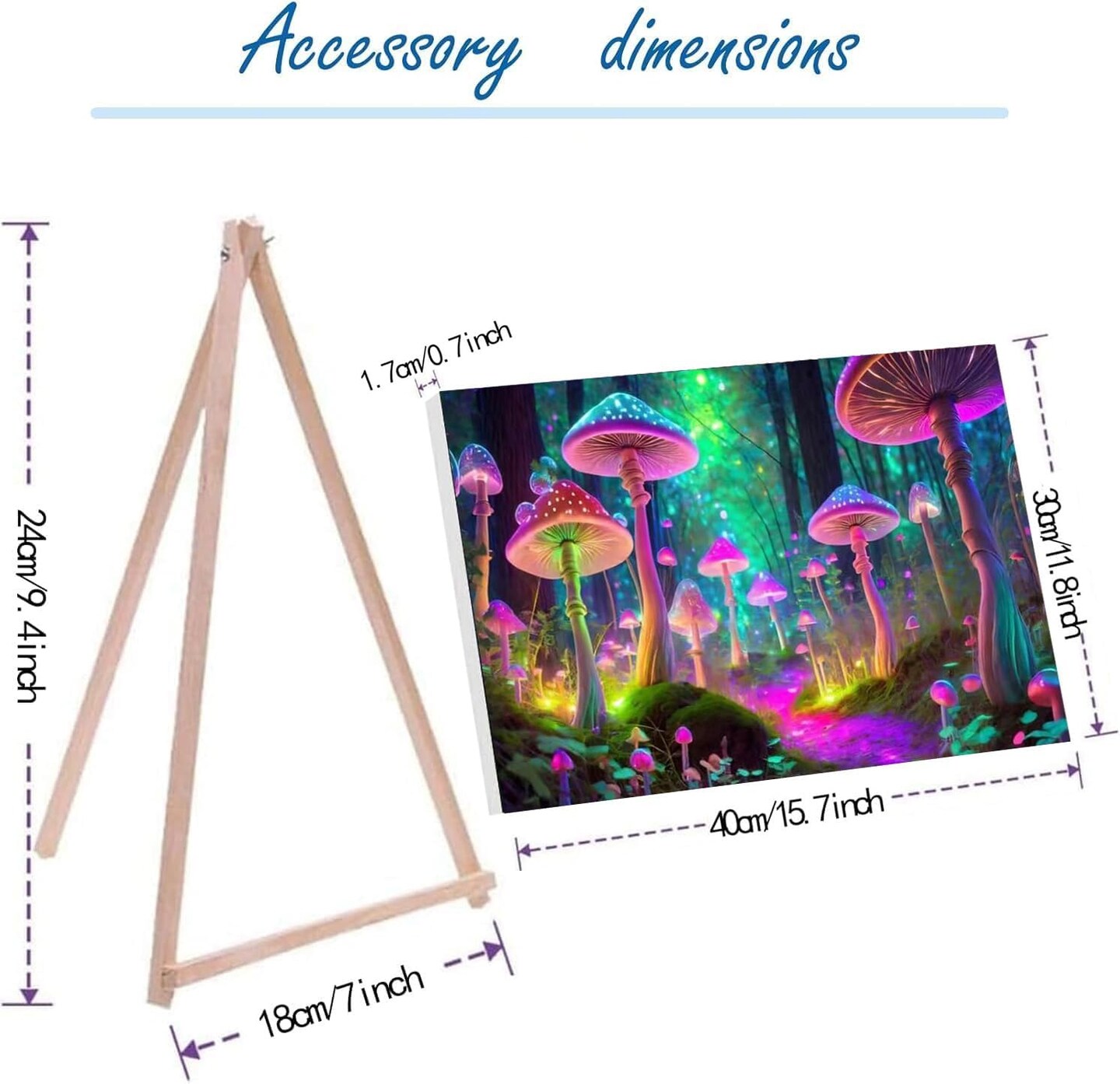 Paint by Numbers Kit for Adults with Frame,Mushroom Forest Paint by Numbers for Adults, Paint by Number with Easel, DIY Paint by Number Kits for Home Wall Decor &#xFF08;11.8x15.7inch&#xFF09;