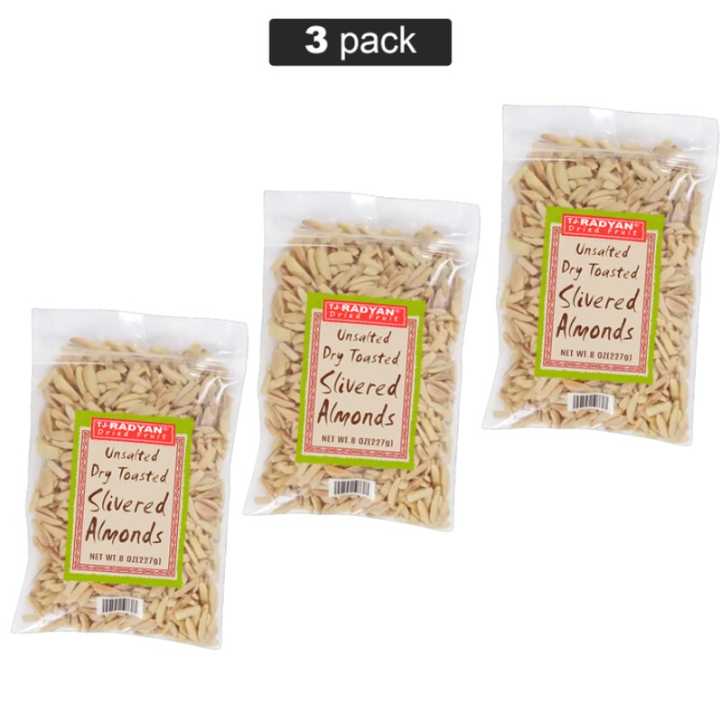 Slivered Almonds Dry Toasted Unsalted 8 Oz