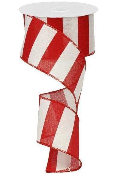 2.5&#x22; Royal Canvas Wide Stripe Ribbon: Red &#x26; White (10 Yards)