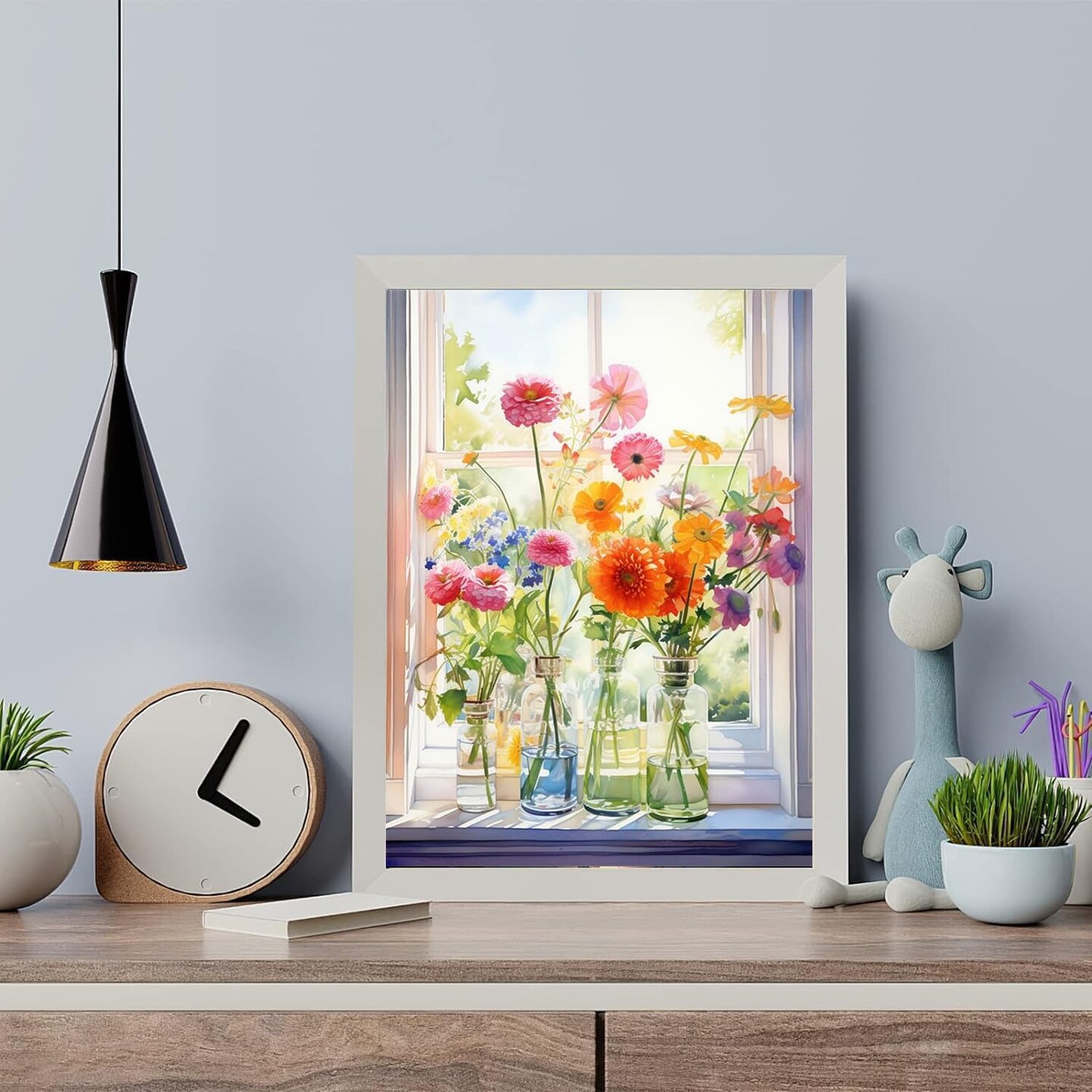 Flowers Paint by Numbers Kit for Adults-Flower Adult Paint by Number Kits on Canvas,Flowers Painting by Number Adult for Gift Home Wall Decor(16x20inch)