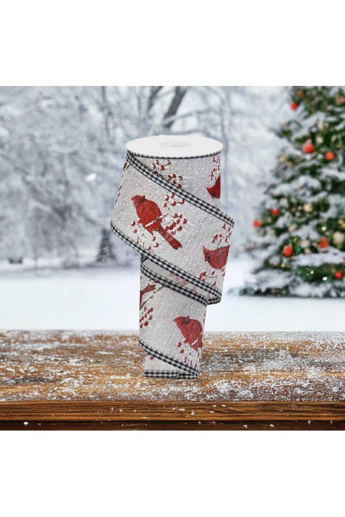 2.5&#x22; Cardinal Gingham Check Ribbon: Silver (10 Yards)