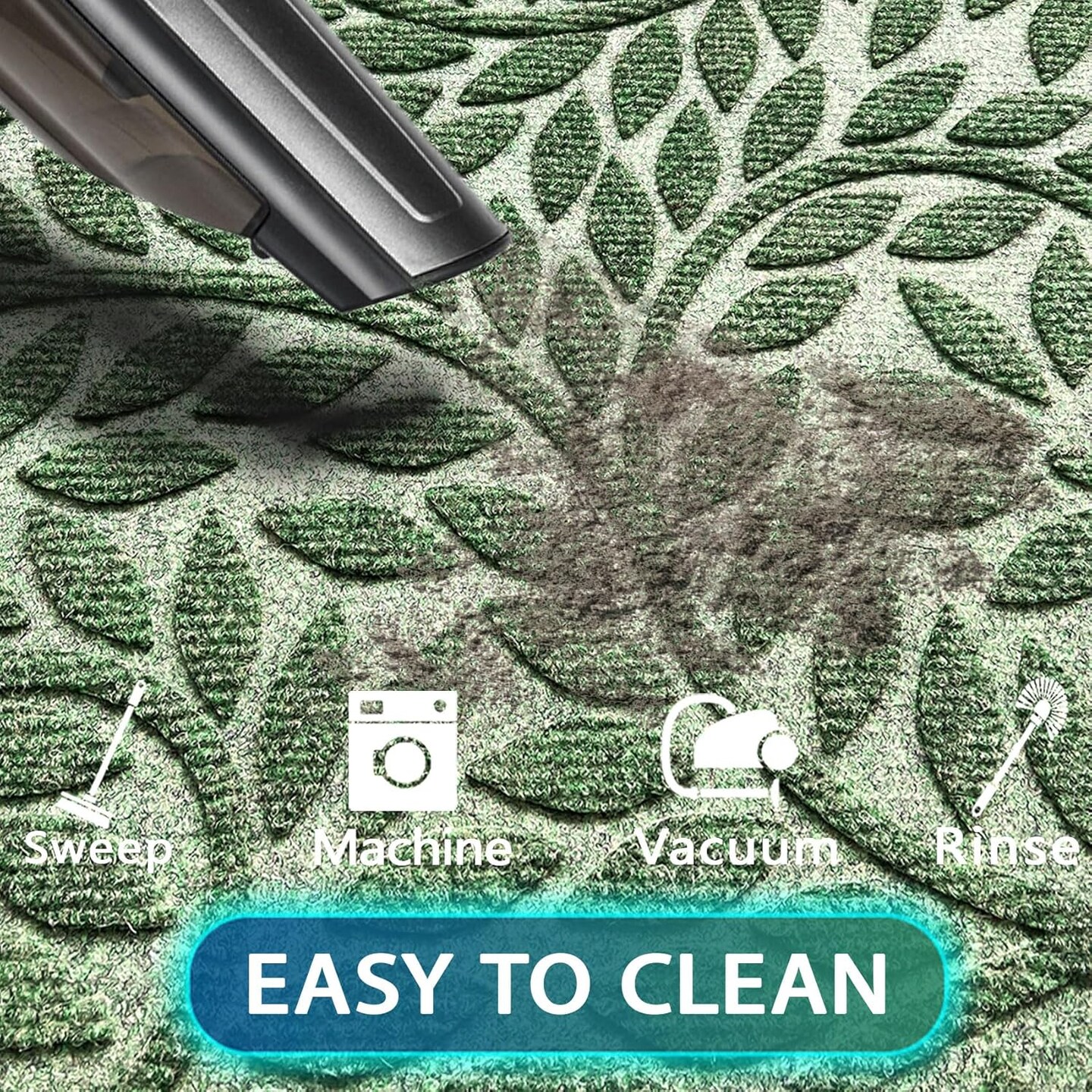 Spring Front Door Mat Outdoor Entrance,Durable Heavy Duty Welcome Mat,Thick Absorbent Natural Rubber Non Slip Mat,Welcome Entryway Rug Green, 17"x30"