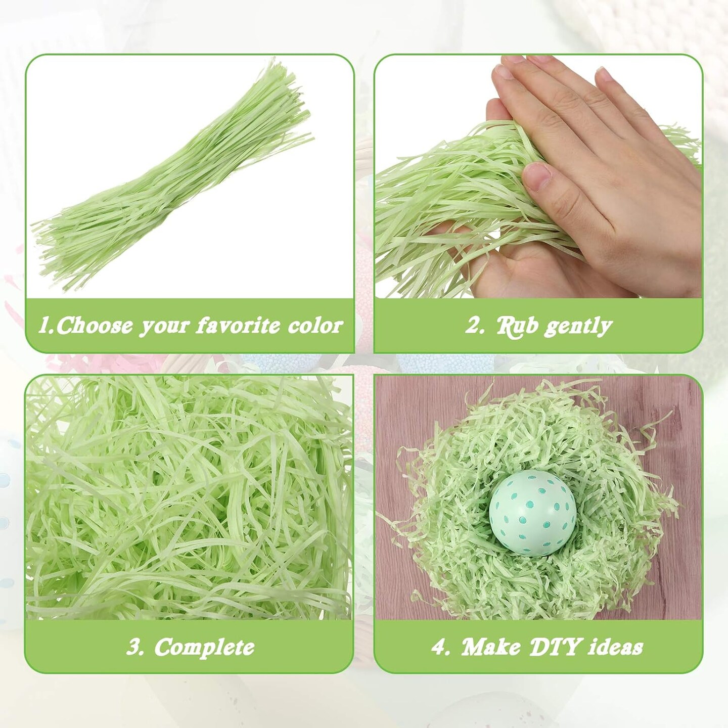 0.6 Oz/ 300 g Easter Basket Grass Filler Paper Multicolor Stuffing Grass Bulk Shredded Tissue Easter Basket Gift Filler for Egg Stuffer Party Supplies DIY Candy Package(Multicolored)