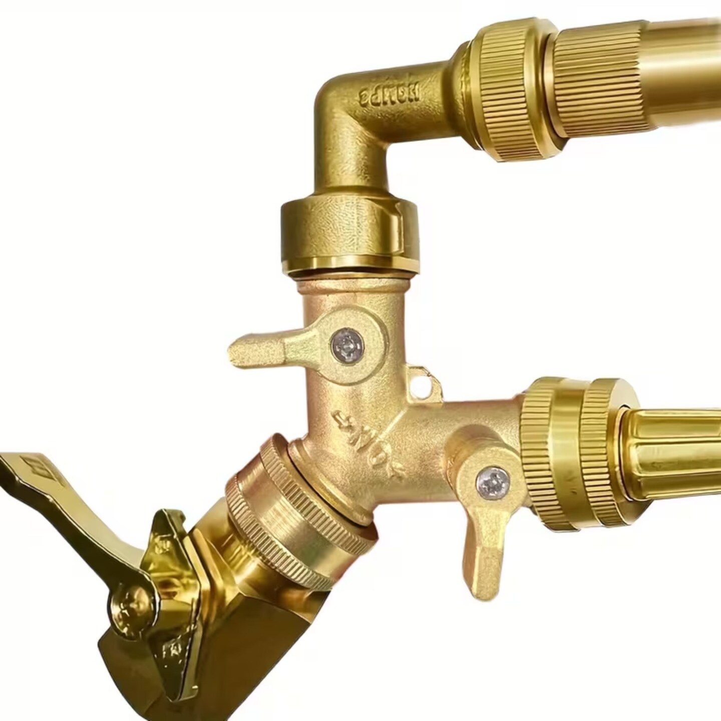 Kitcheniva 3/4" 2-Way Heavy-Duty Brass Hose Splitter with Dual Shut-Off Valve