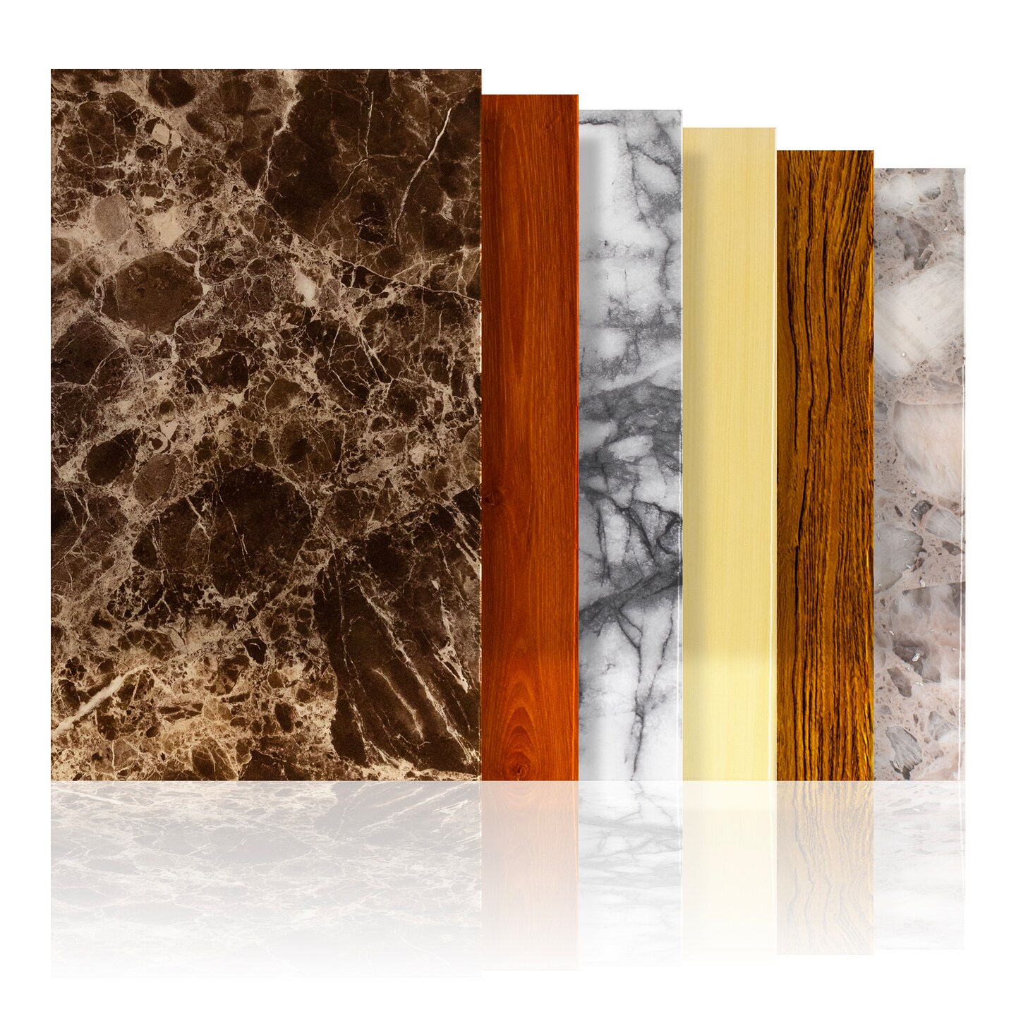 Marble & Wood Grain Acrylic Variety Pack, Glowforge Ready, 6 Sheets, 1/8th", 12"x19", Cast Acrylic, Craft Closet Brand