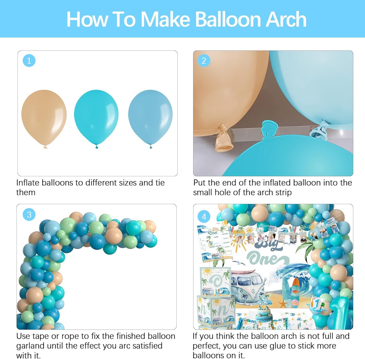 Surf First Birthday Party Supplies Boy, Summer Hawaiian Beach Surfing