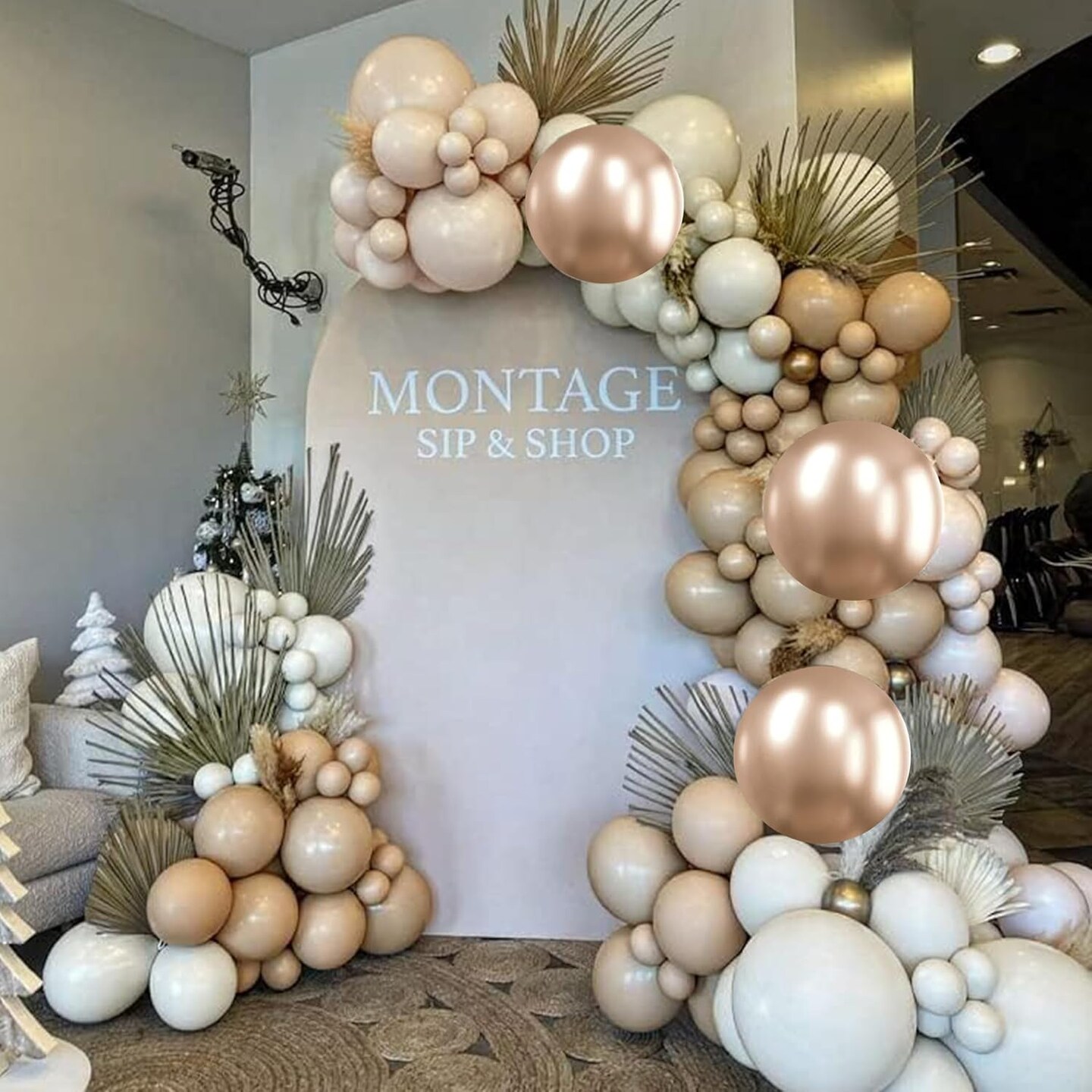 60 Packs White Sand Boho Balloons Set, 12 Inches Balloons (Retro Brown Gold)