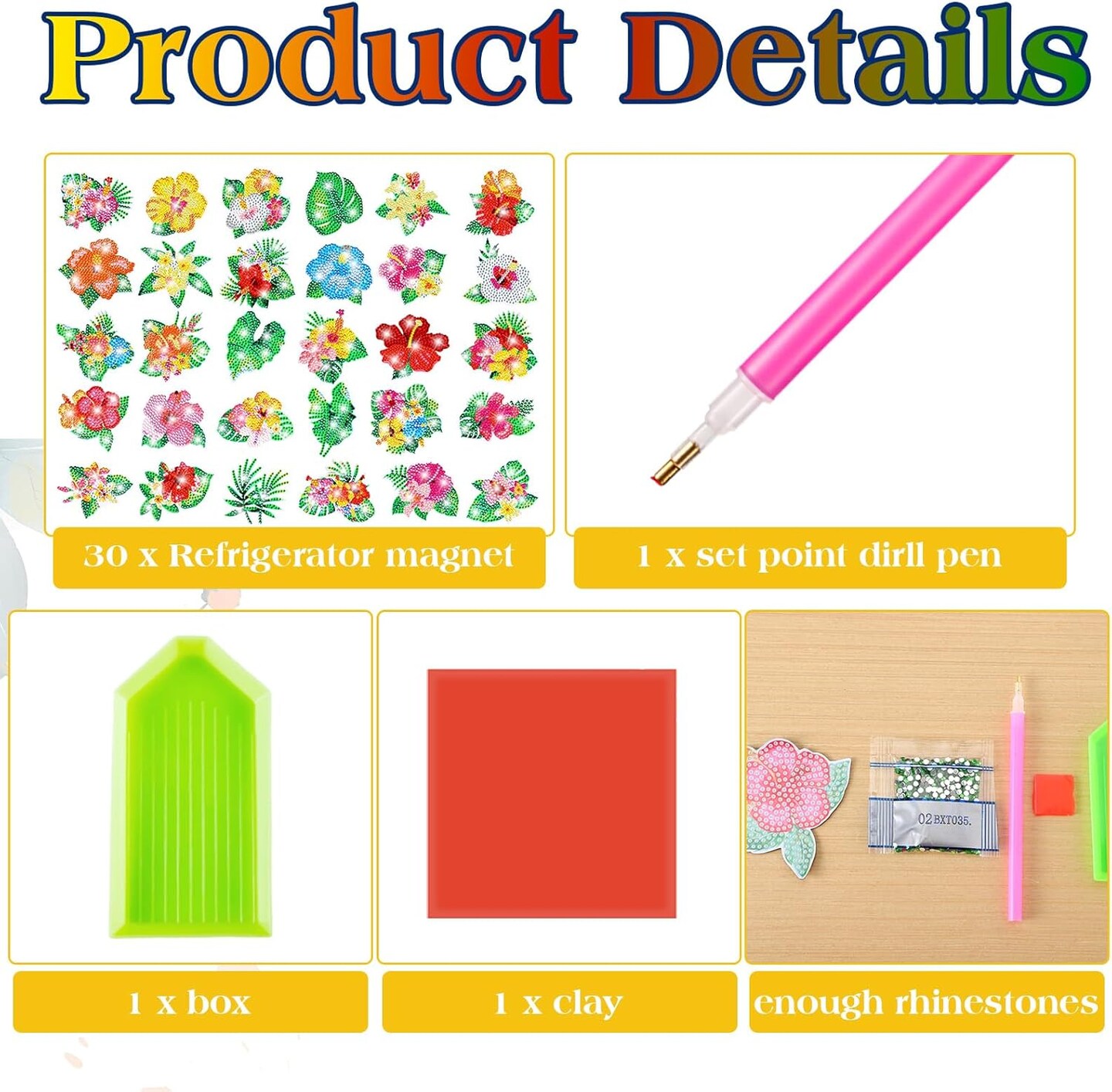 30 Pcs Diamond Painting Magnets Spring Diamond Art Magnet Kits