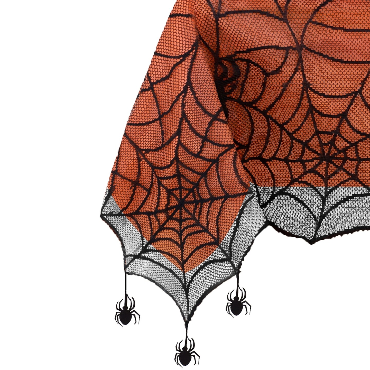 Threadmade Home Crawling Halloween Spider Lace Lined Tablecloth, Black - 60"W x 84"L