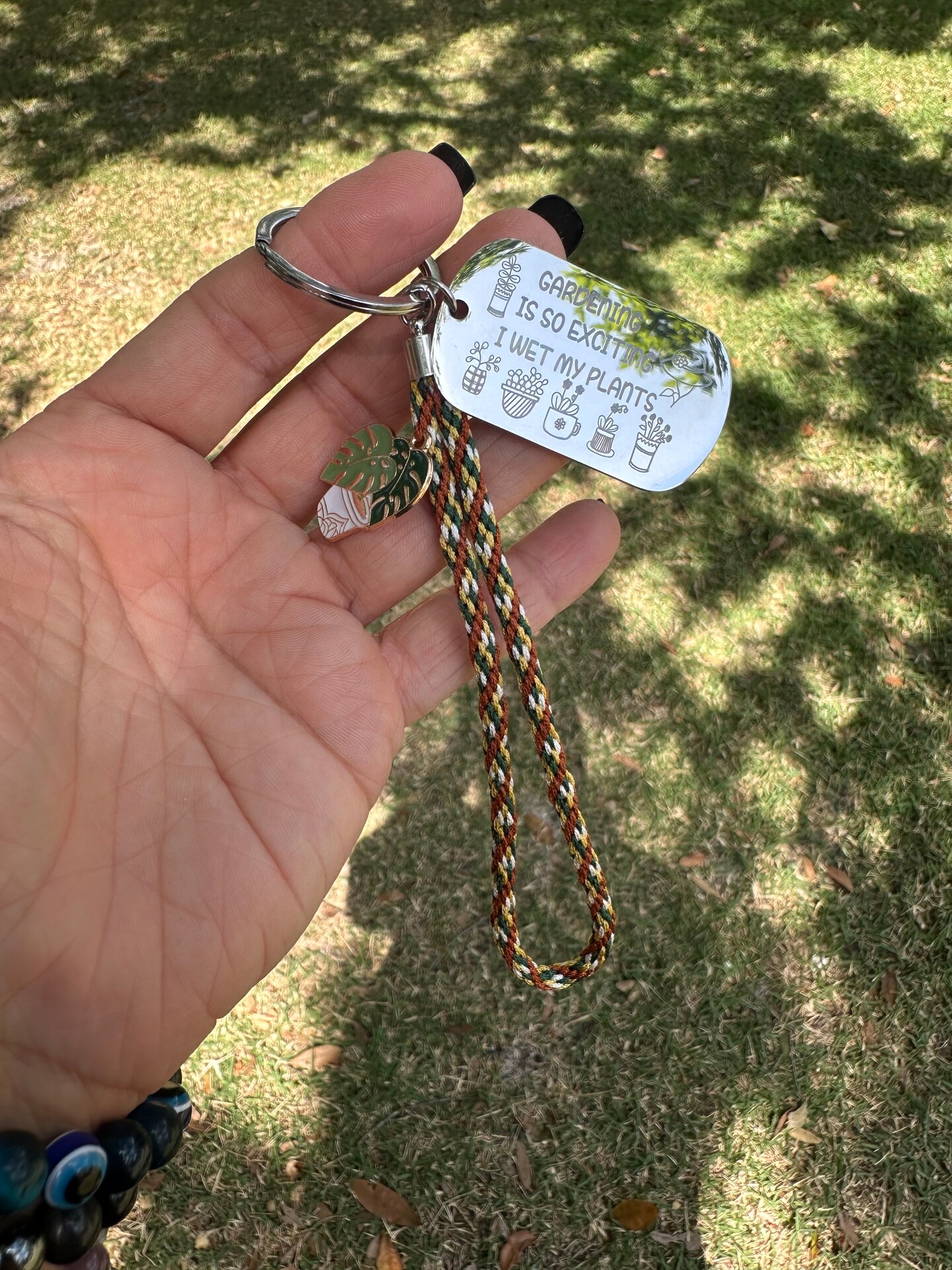Gardening Kumihimo Strap Keychain-Funny Plant Lover Gift, Monstera