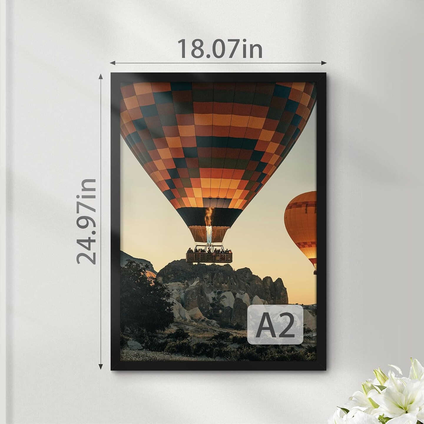 A2 Black Picture Frame 16.5x23.4 Inch, Classic Poster Frame with Plexiglass Cover – Horizontal or Vertical Wall Mount Display, 1 Pack