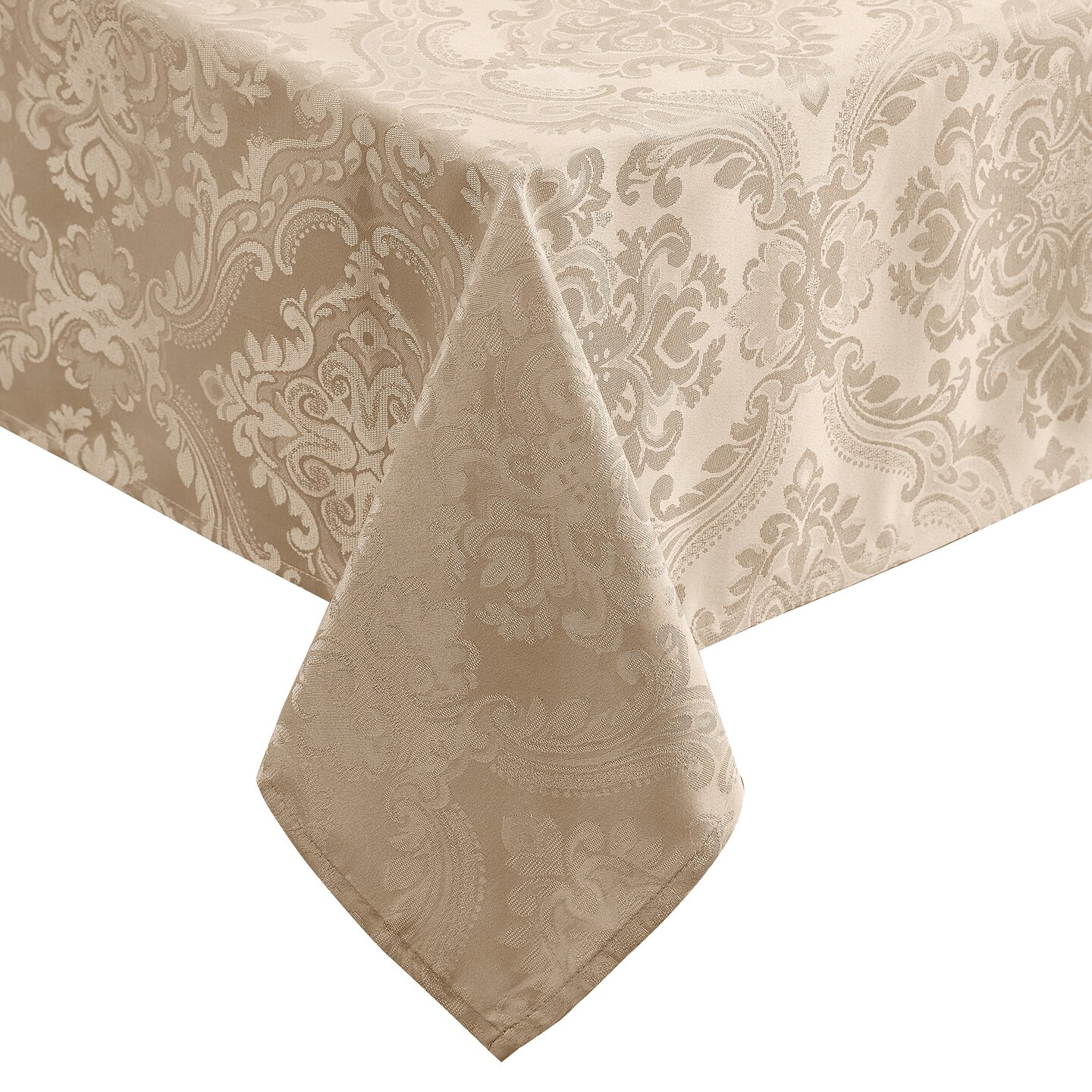 Threadmade Home Caiden Elegance Damask Tablecloth, Taupe - 60"W x 144"L