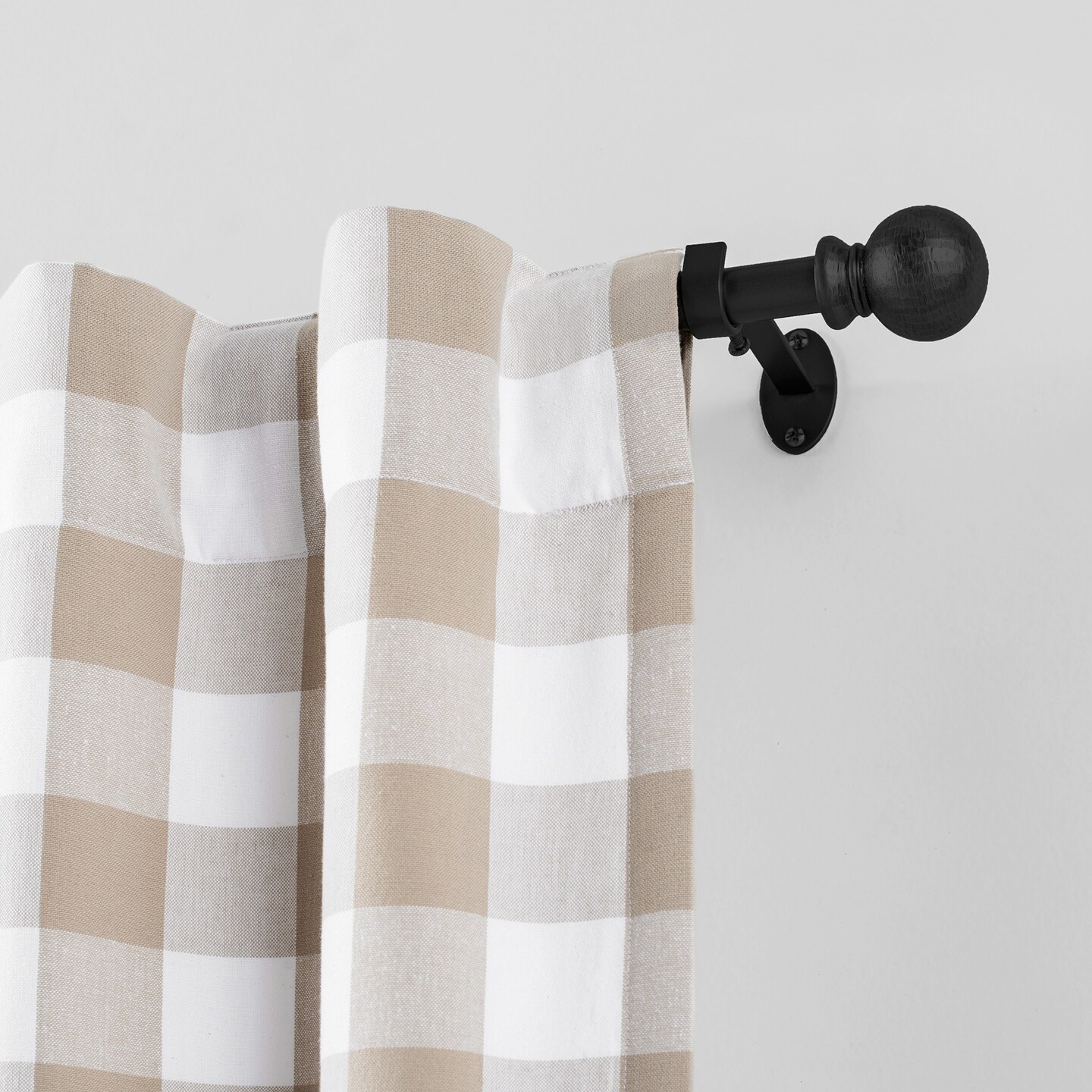 Threadmade Home Farmhouse Ball Curtain Rod, Wrought Iron - 86"W x 120"L