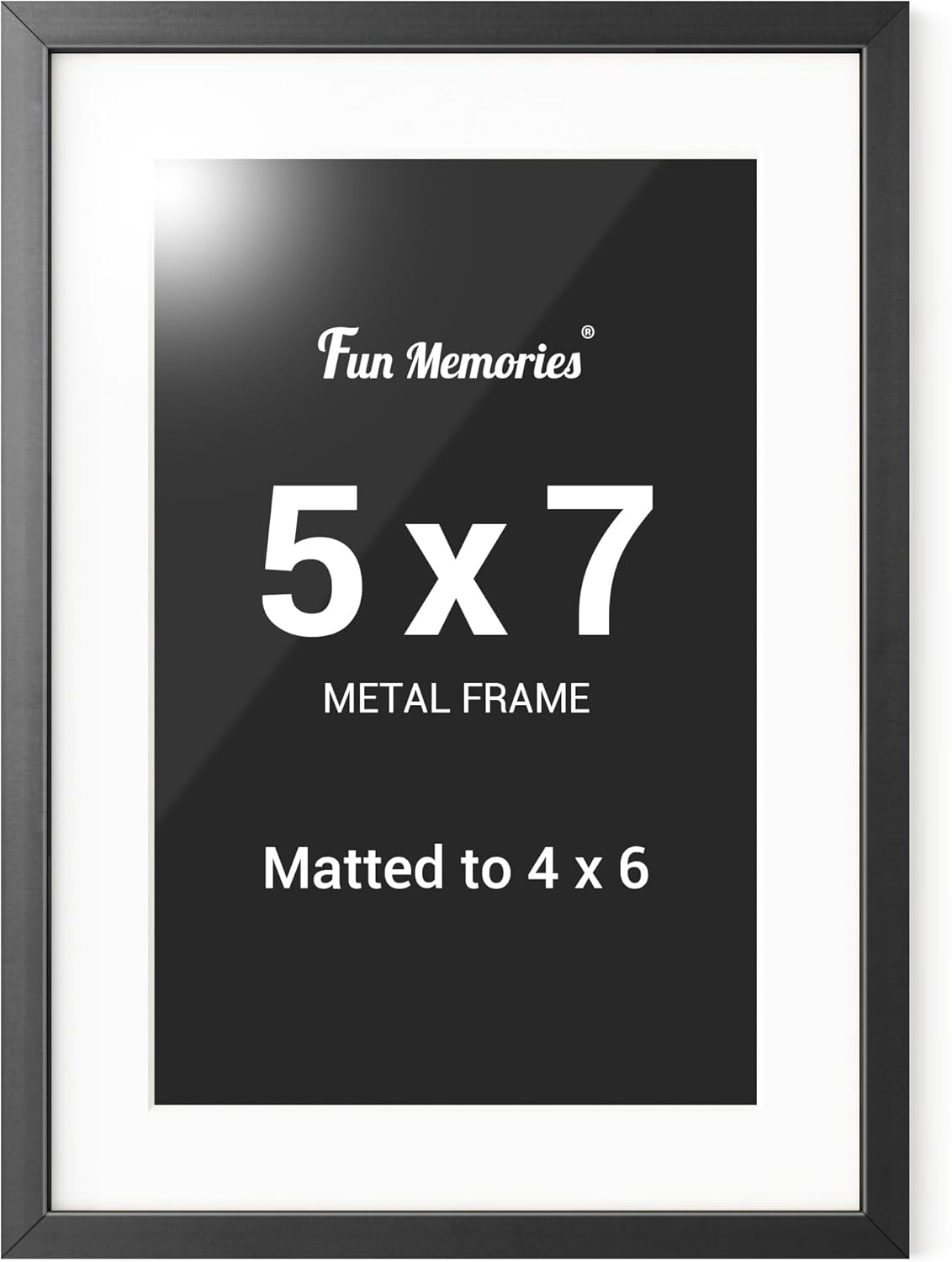 5x7 Black Aluminum Photo Frame with 4x6 Removable Mat – Wall & Tabletop Display, Acrylic Plexiglass, Hanging Hardware Included, Archival Quality