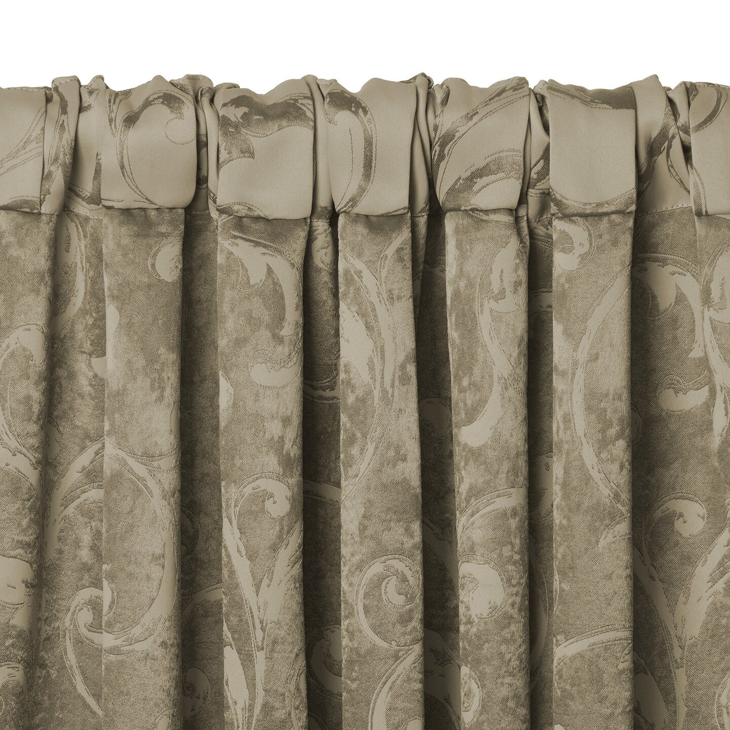 Threadmade Home Mia Jacquard Scroll Blackout Window Curtain, Natural - 52"W x 95"L