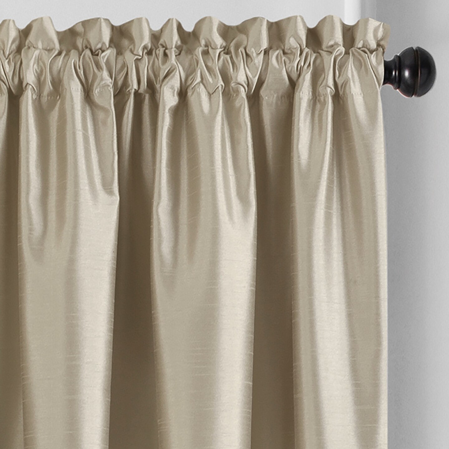 Threadmade Home Colette Faux Silk Blackout Window Curtain, Ivory - 52"W x 95"L