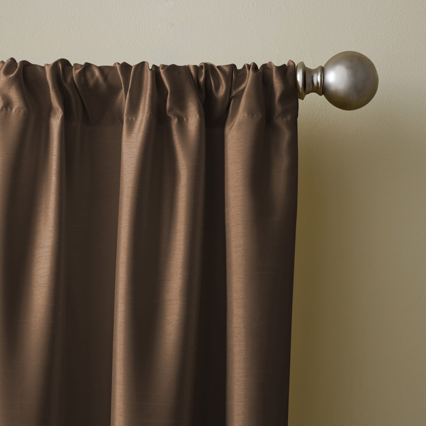 Threadmade Home Versailles Faux Silk Blackout Window Curtain, Chocolate - 52"W x 108"L