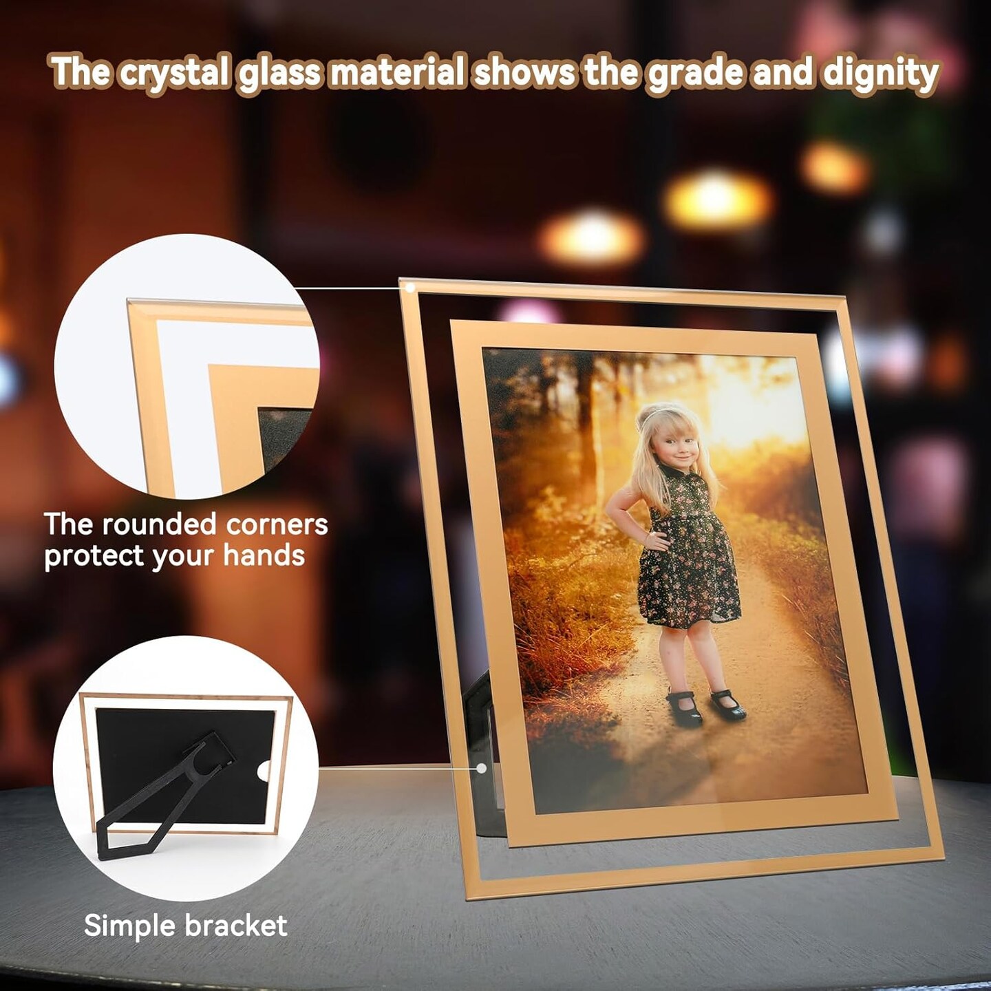 5&#x22;&#xD7;7&#x22; Gold Glass Picture Frame, Crystal, Glass, 2 Pack