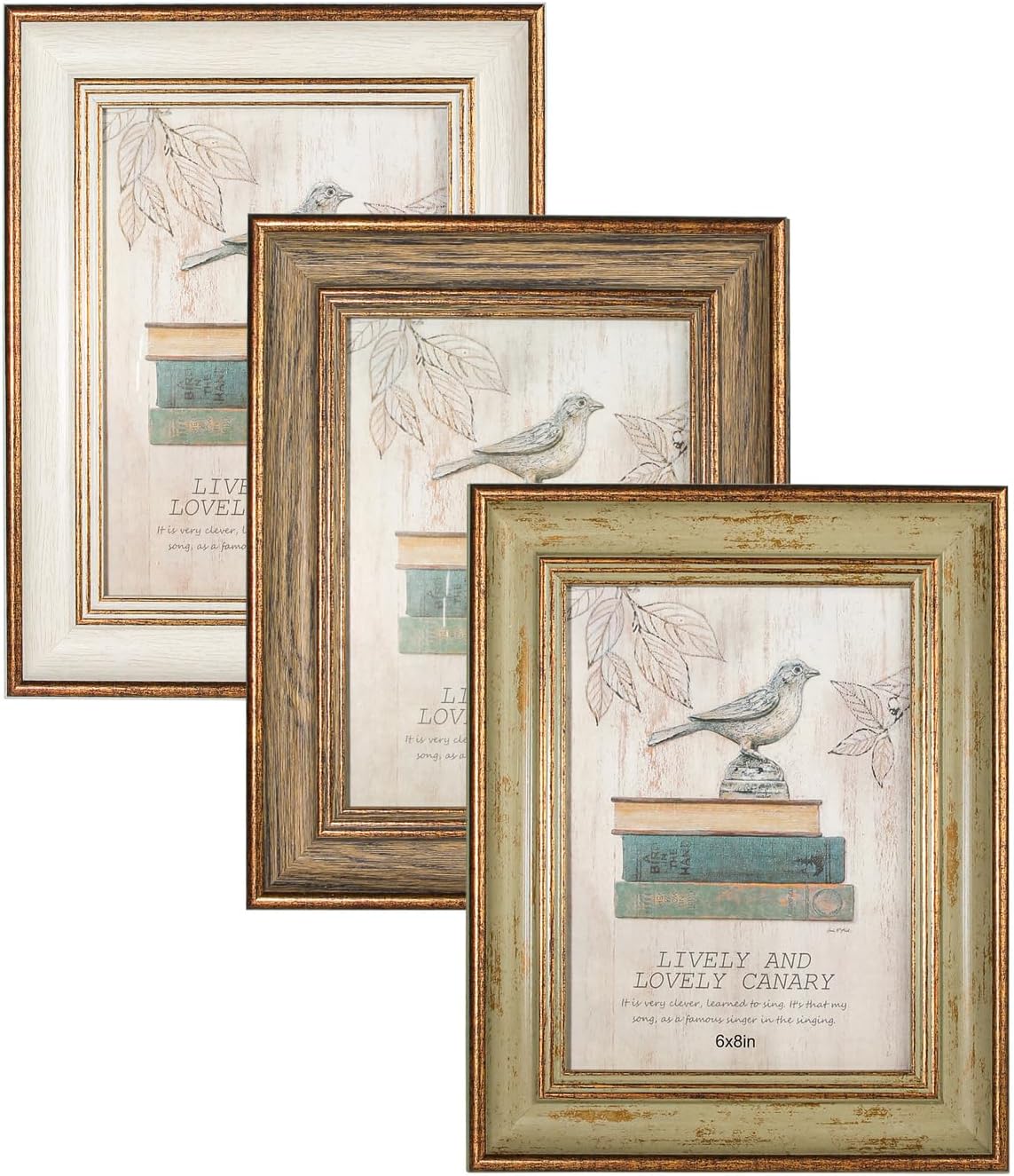 6x8 picture frame Set of 3 countryside retro picture frame Photo Frame with Real Glass