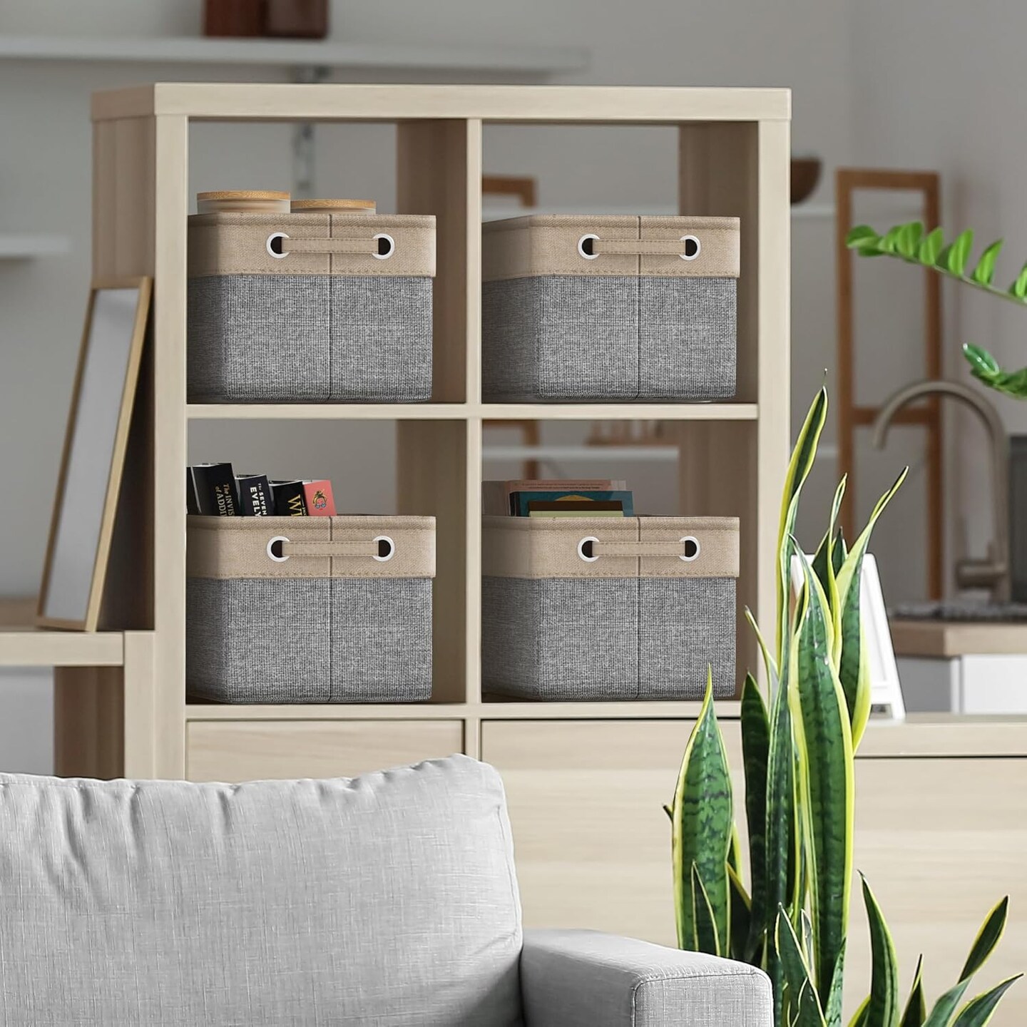 Premium Fabric Storage Cubes 15 Inch- Big Sturdy Collapsible Storage Bins with Dual Handle