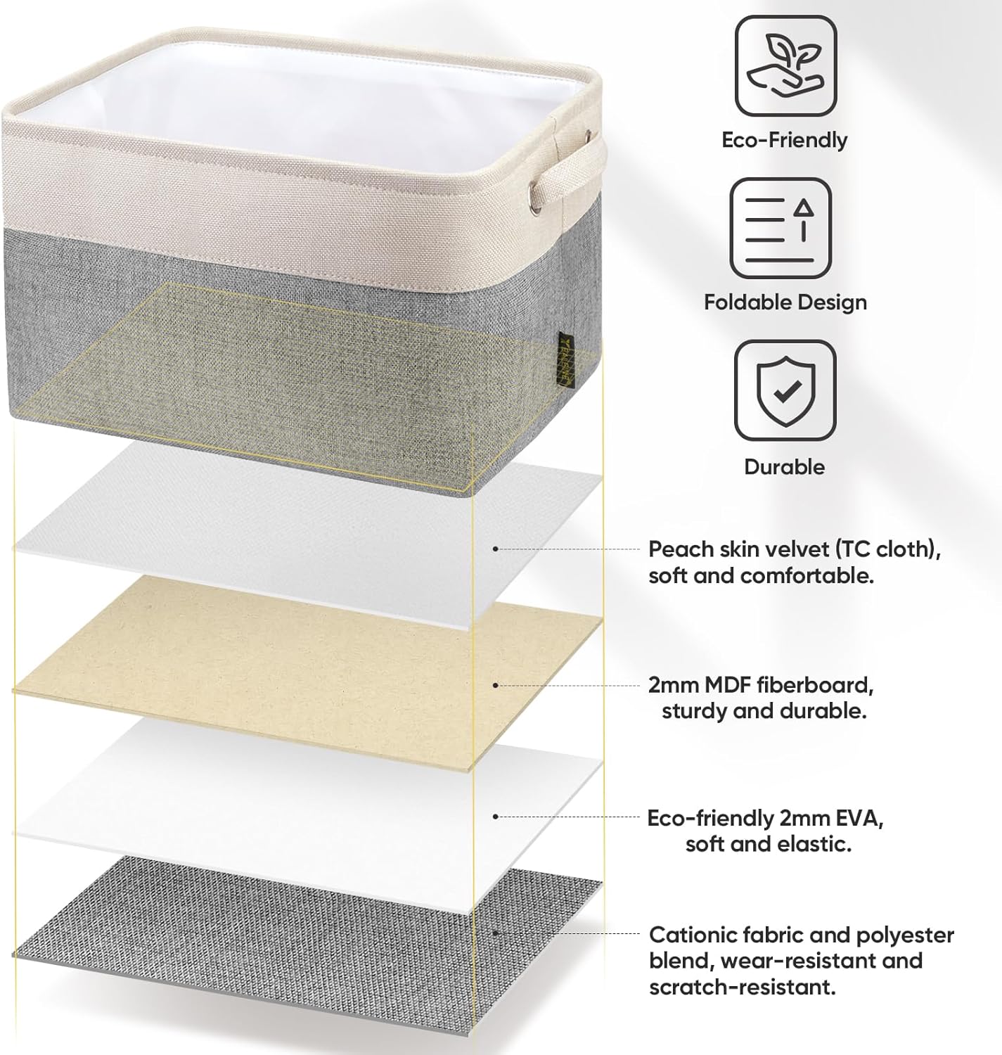 Fabric Storage Bins for Shelves, Linen Storage Baskets for Organizing