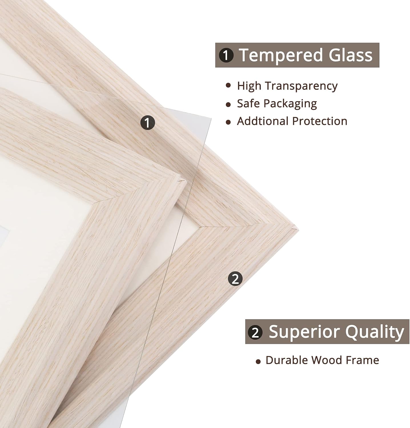 5x7 Wood Picture Frames,Display Photos 4x6 with Mat or 5x7 Without Mat