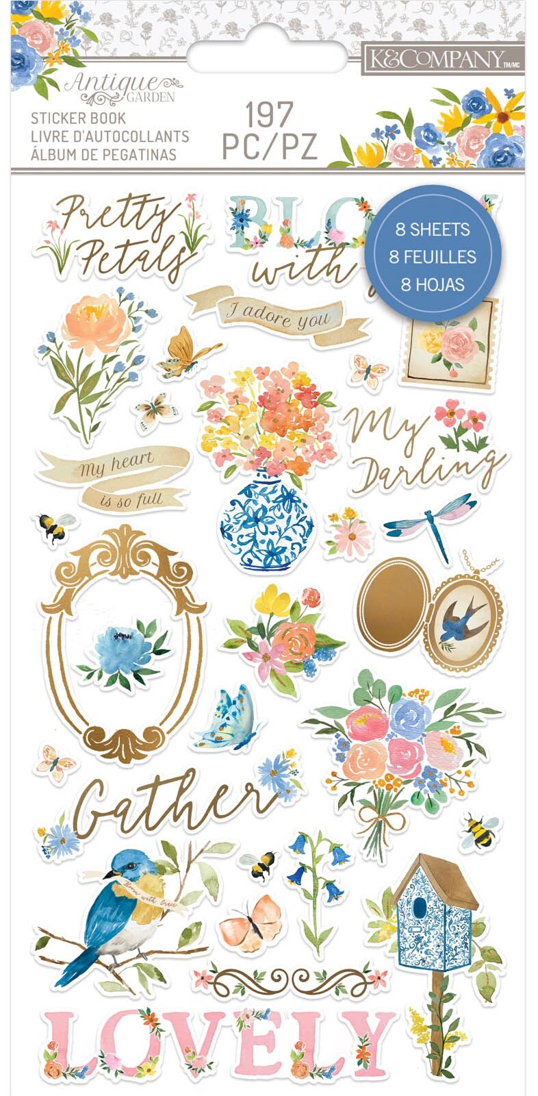 K&Company Antique Garden Sticker Book with Gold Foil Accents