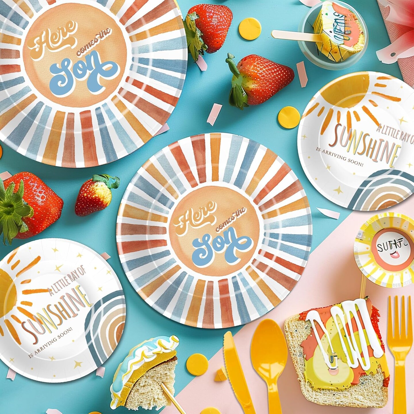 Serve 24-Here Comes The Son Baby Shower Plates And Napkins Party Decorations