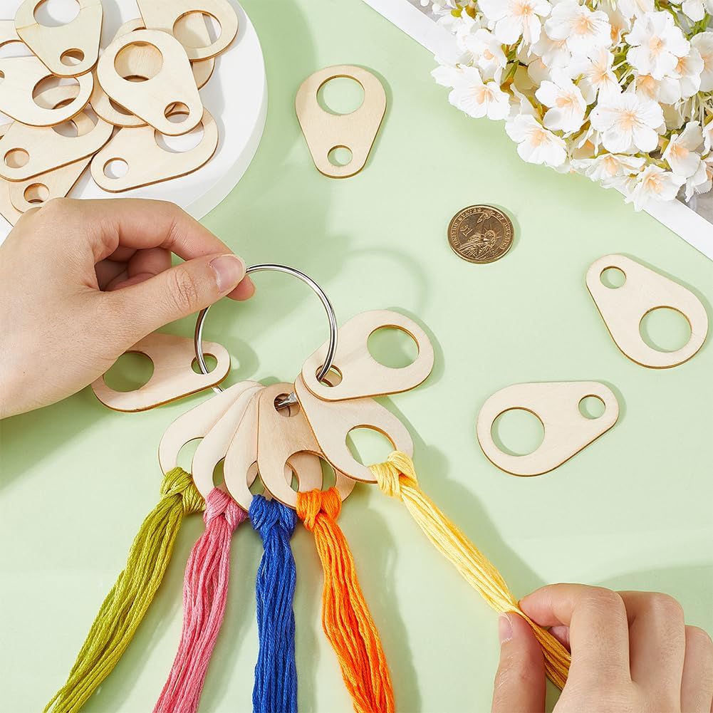 100PCS Wood Thread Drops Embroidery Floss Chips