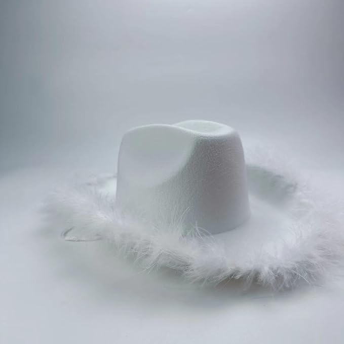 4E's Novelty Felt Cowgirl Hat w/ Heart Shaped Glasses, Western Cowboy Hat Party Dress-Up for Adults