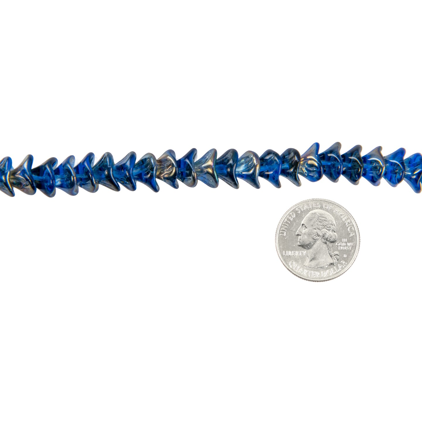 25 Three Petal Sapphire Celsian Glass Flower Beads 12 x 10mm GB-3PF01