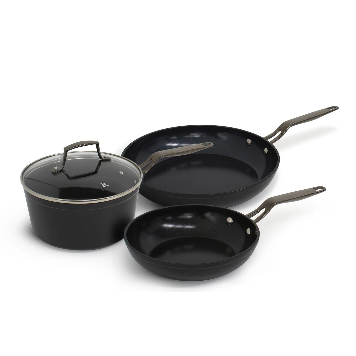 Blu. Cookware Kitchen Start Set, Large and Small Frying Pan, Saucepan, Non-Toxic, Durable Non-Stick Ceramic, PFA/PFOA-Free, Suitable for All Cooktops