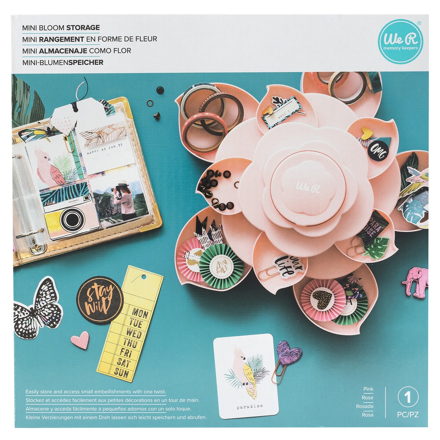 We R Bloom Mini Embellishment Storage-Pink