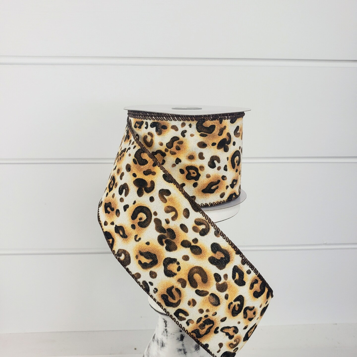 2.5"x10YD Cheetah Print Canvas Wired Ribbon - Wild Style for Crafts and Decor -(61028-40-38)
