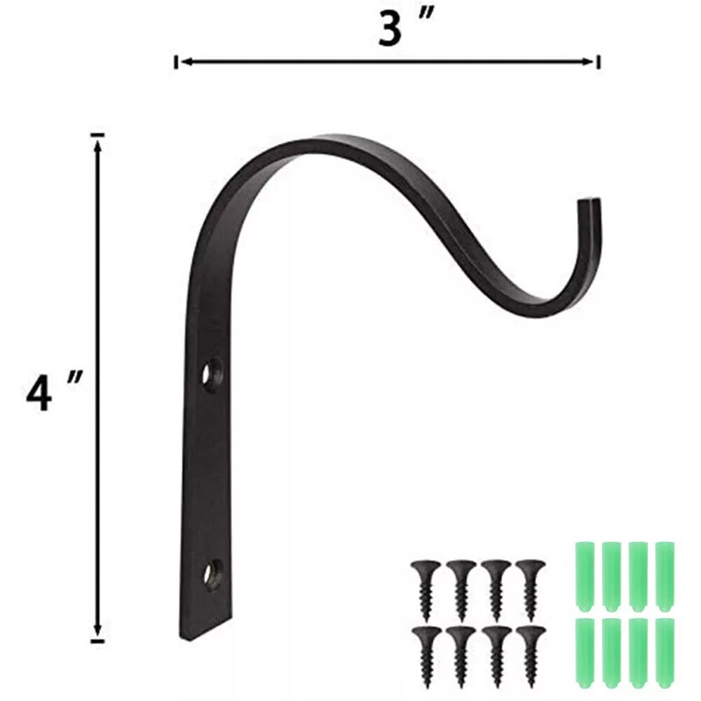 4 Pack Iron Wall Hooks Metal Lantern Bracket Coat Plant Hangers