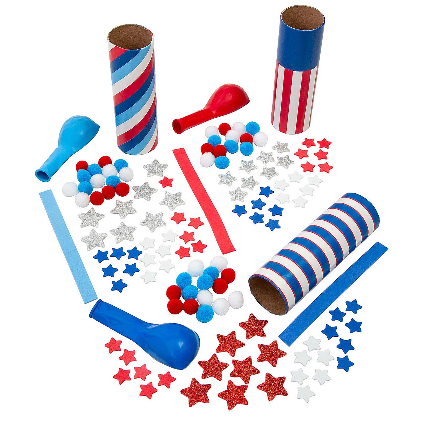 1 3/4&#x22; x 6 1/4&#x22; Patriotic Confetti Popper Craft Tube Craft Kit Makes 12