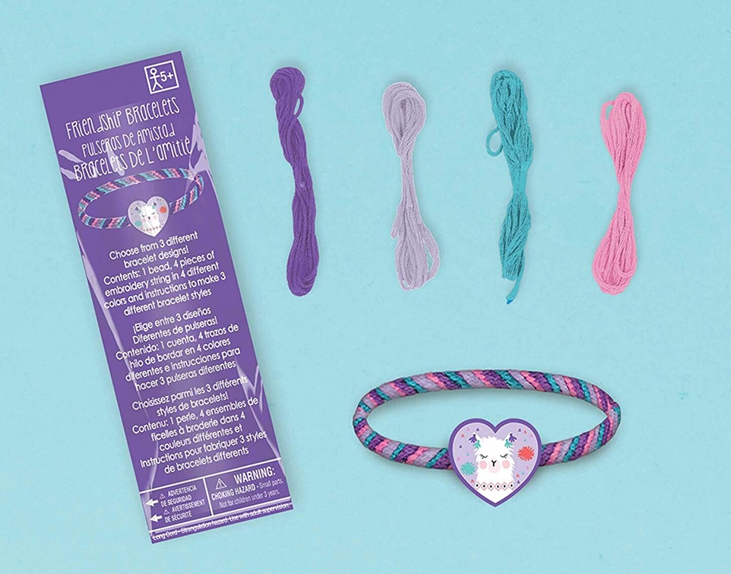 &#x22;Llama Fun&#x22; You Make It, Party Favors, Friendship Bracelet Kits, 8ctt.