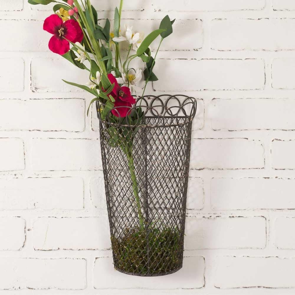 Rustic Metal Mesh Wall Basket - &#x200E;12&#x22; x 7&#x22; x 4.75&#x22;