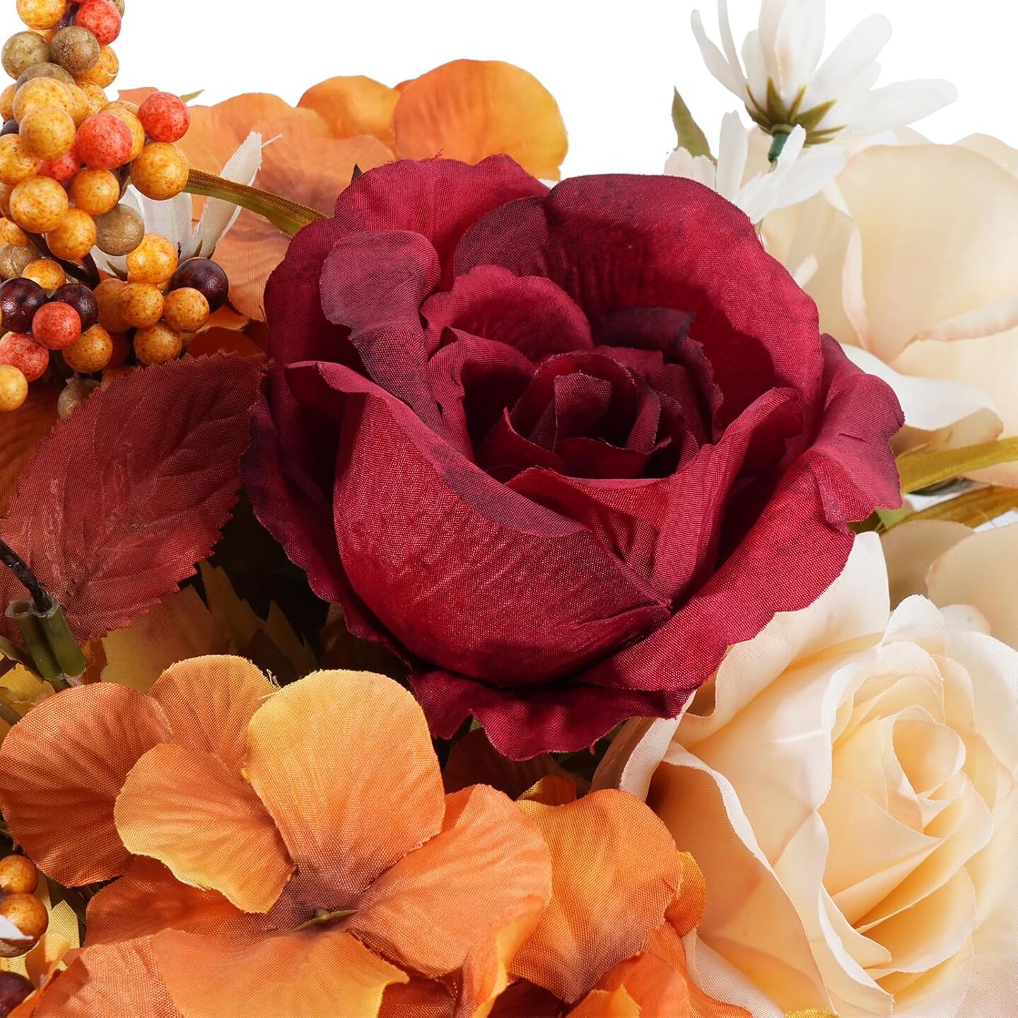 Artificial Fall Roses Large Silk Bouquets with Hydrangea
