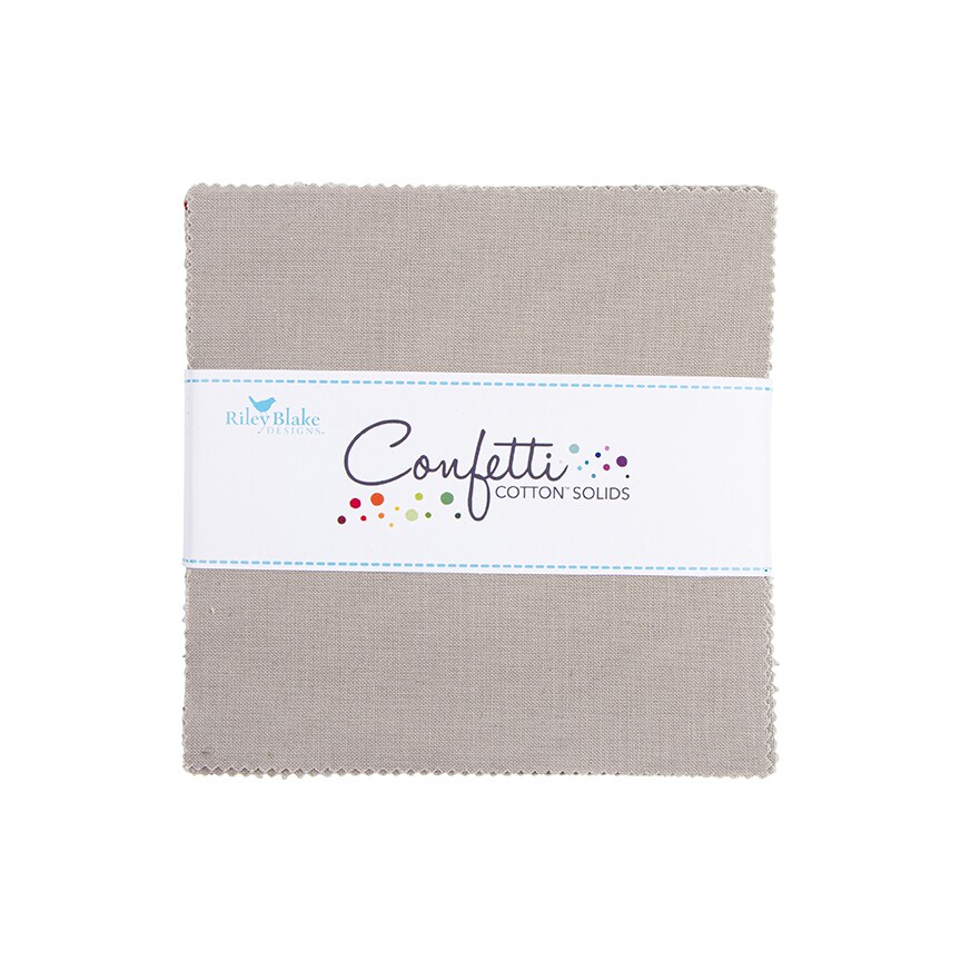 Confetti Cotton 10" Square Pack (Layer Cake / 10" Stacker) in Cobblestone by Riley Blake (10-120-COBBLESTONE-42)