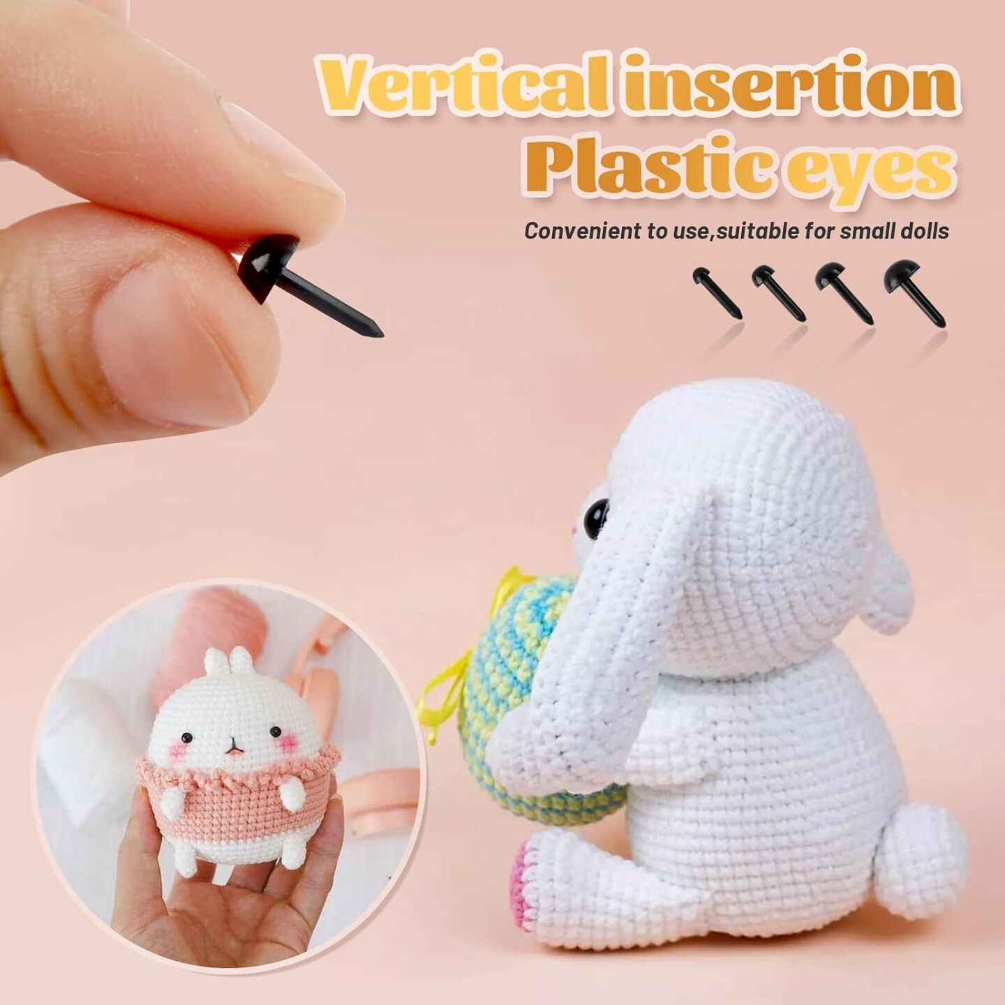 480pcs Black Needle Felting Eyes 3mm 4mm 5mm 6mm