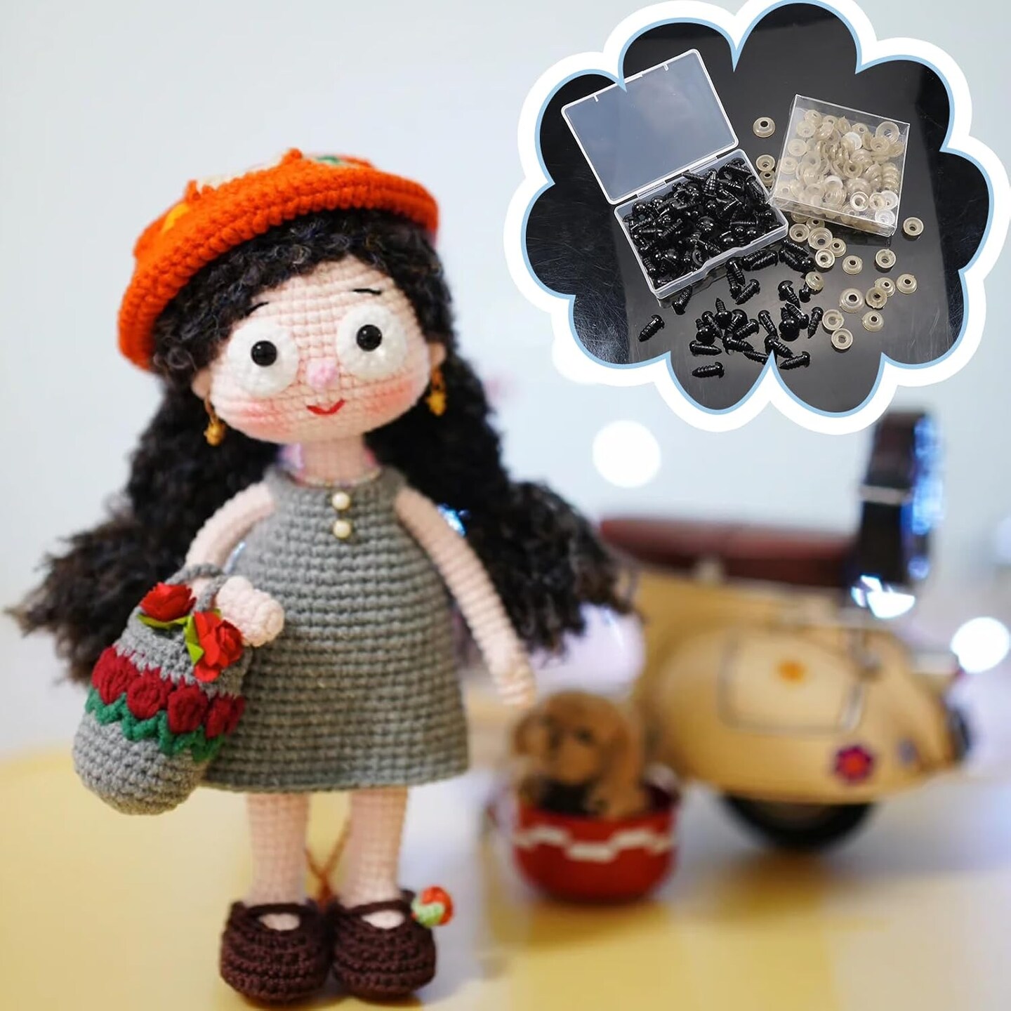 200pcs Crochet Safety Eyes and Noses with Washers (6mm to 14mm)